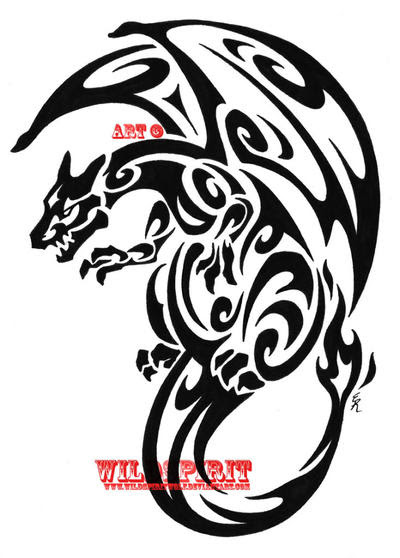 tribal wolf tattoo designs. Tribal Flying Dragon Tattoo by
