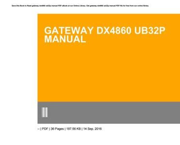 Download AudioBook GATEWAY DX4860 UB32P MANUAL iBooks PDF