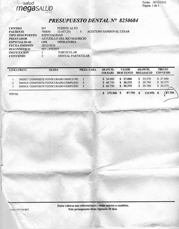 Megasalud - Pesimo Presupuesto Y Negligencia Dental 