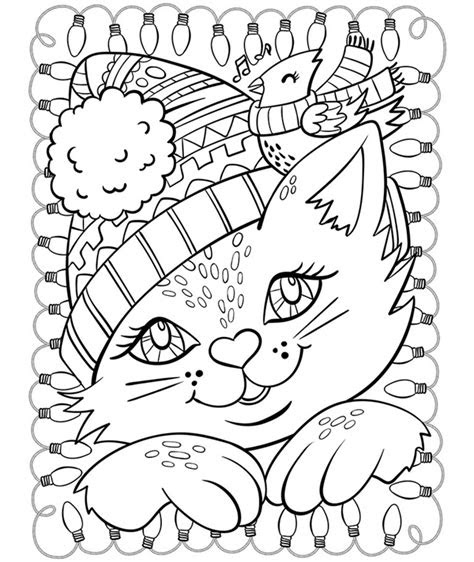 christmas cat  cardinal coloring page crayolacom