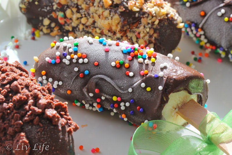 Frozen Chocolate Dipped Bananas, food photography