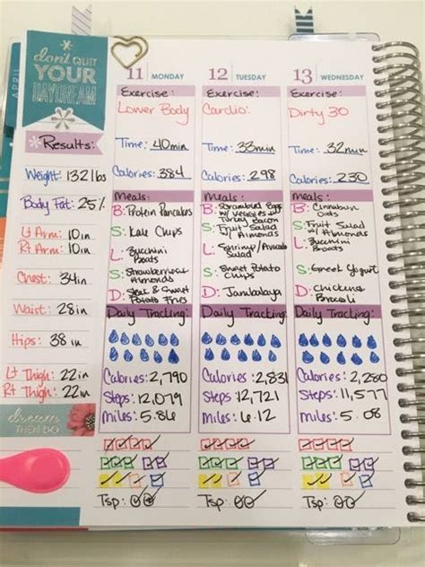 fitness tracking erin condren life planner day