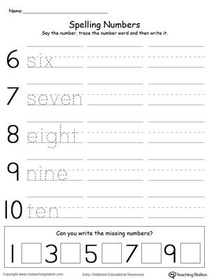  kindergarten writing numbers printable worksheets myteachingstation