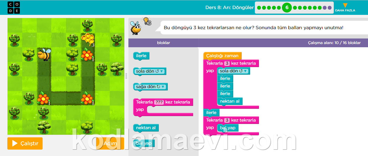 Code Org 2 Kurs Ders 8 Ari Donguler Kodlama Evi