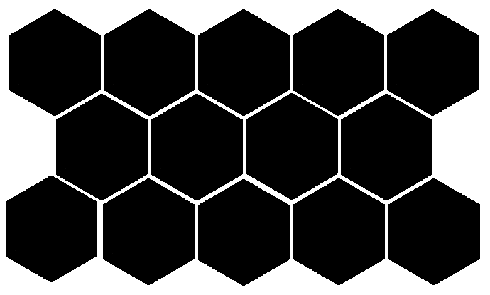 hexagon rows interlocking, with an offset for even rows