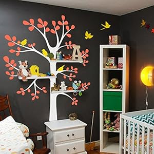 Tree Wall Decal Shelving Tree Decal with Birds Vinyl Tree Wall Decal Shelving Tree Decal with Birds Vinyl