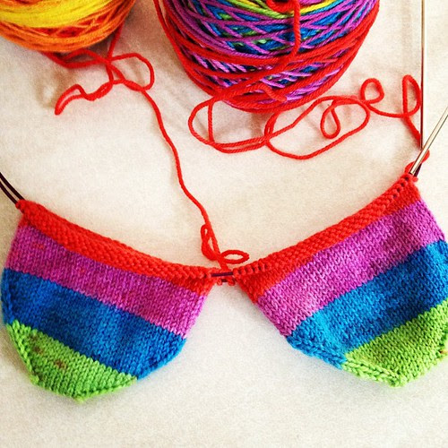 I am happy, I am elate socks! Knitpicks Felici in Rainbow. #knitting #socks #knitpicks #ravelry