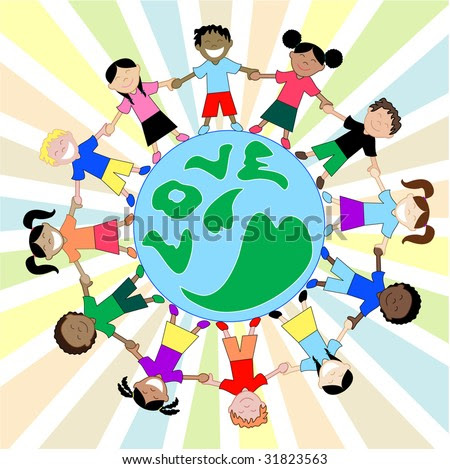 children holding hands around world. Around World Holding Hands