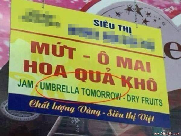Đặc sản 'ô mai' được dịch thành 'umbrella tomorrow' (chiếc ô ngày mai).