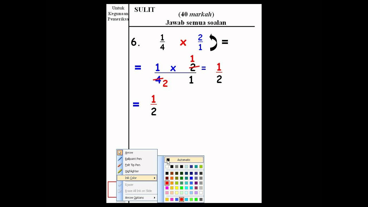 MATEMATIK UPSR. OPERASI BAHAGI PECAHAN - YouTube