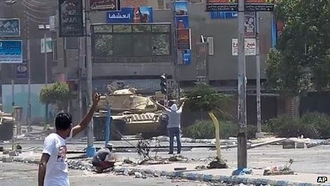 Still from unverified video of protest in Ismailiya, 16 August