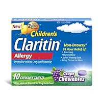 Children Claritin's 5mg Grape Chewables, 10 ct Tablets (Pack of 2)