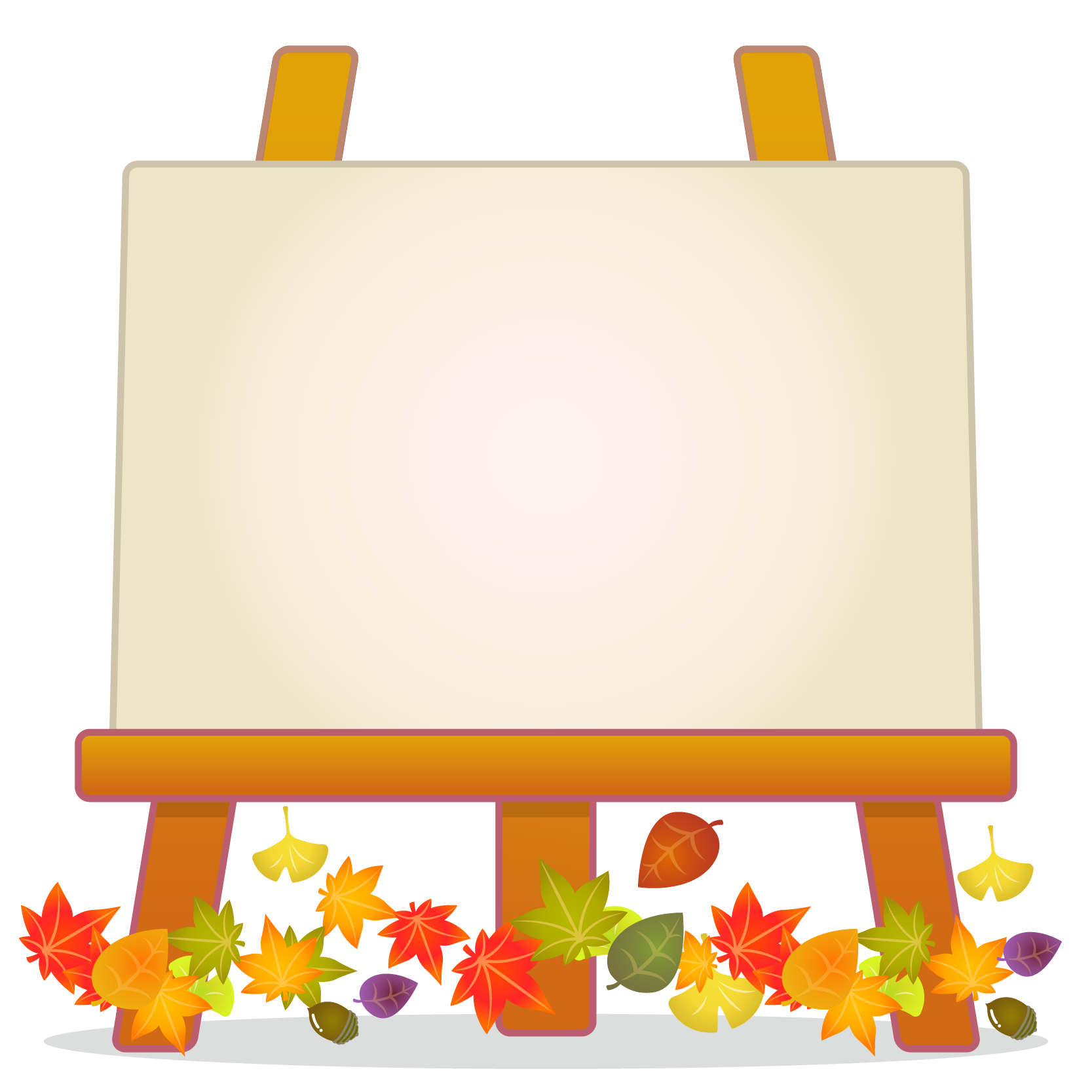 商用フリーイラスト 芸術の秋 イーゼル 落ち葉 キャンバス フレーム横02 Autumn 商用ok フリー素材集 ナイスなイラスト
