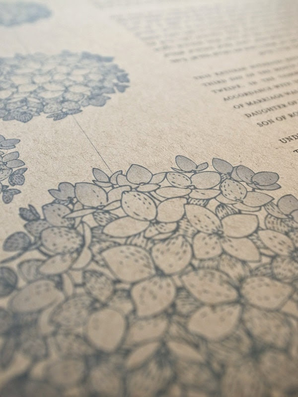 Ketubah Giclée Print by Jennifer Raichman - Hydrangeas