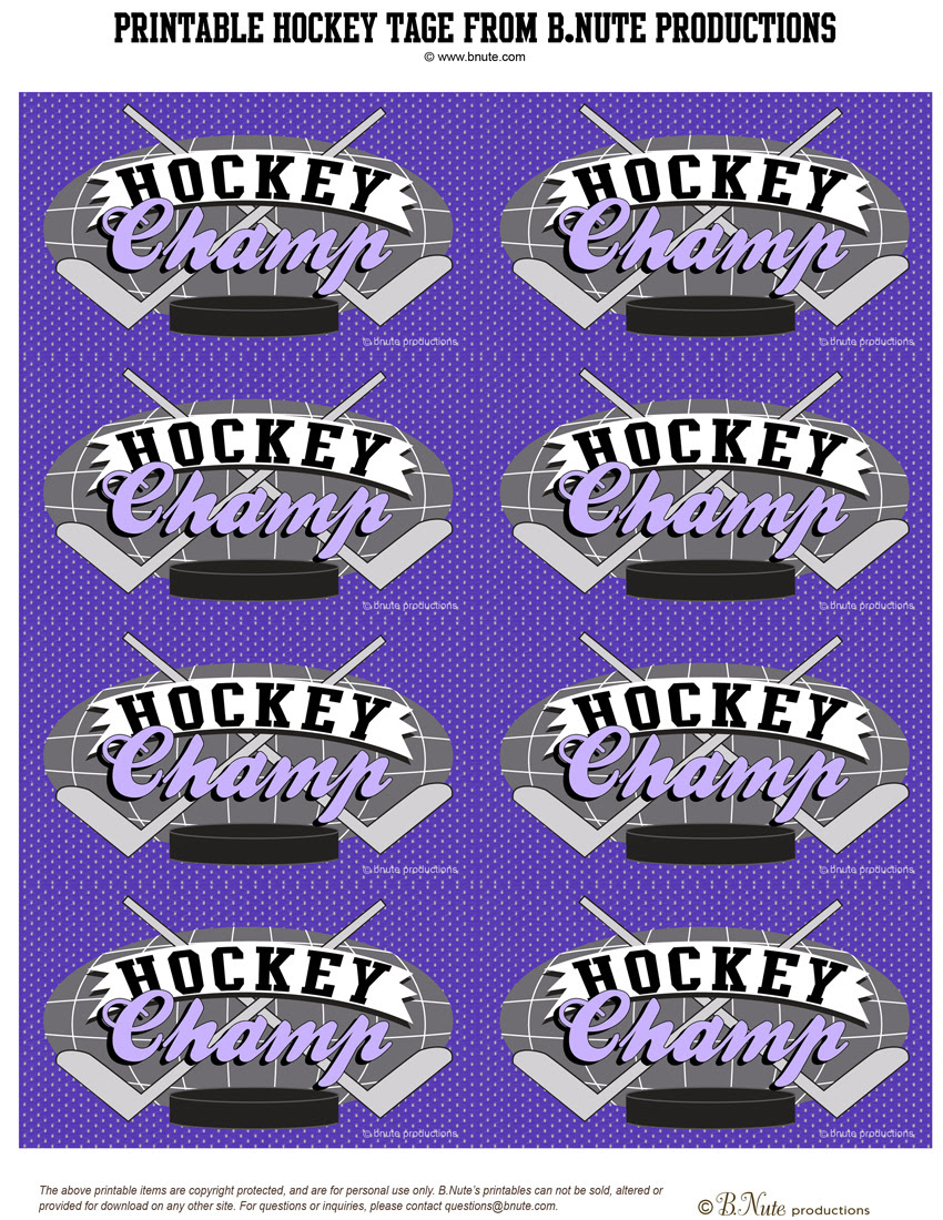 bnute productions: Free Printable Hockey Party Tags and Certificates