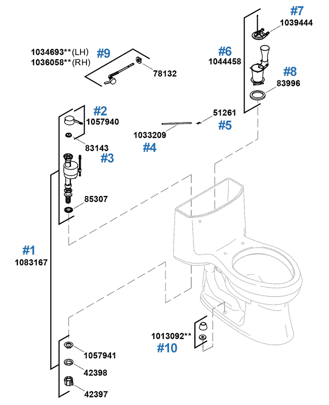 Cimarron toilet replacement parts by Kohler