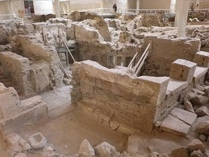 アクロティリ遺跡 ギリシャ サントリーニ島 空と海のとける場所