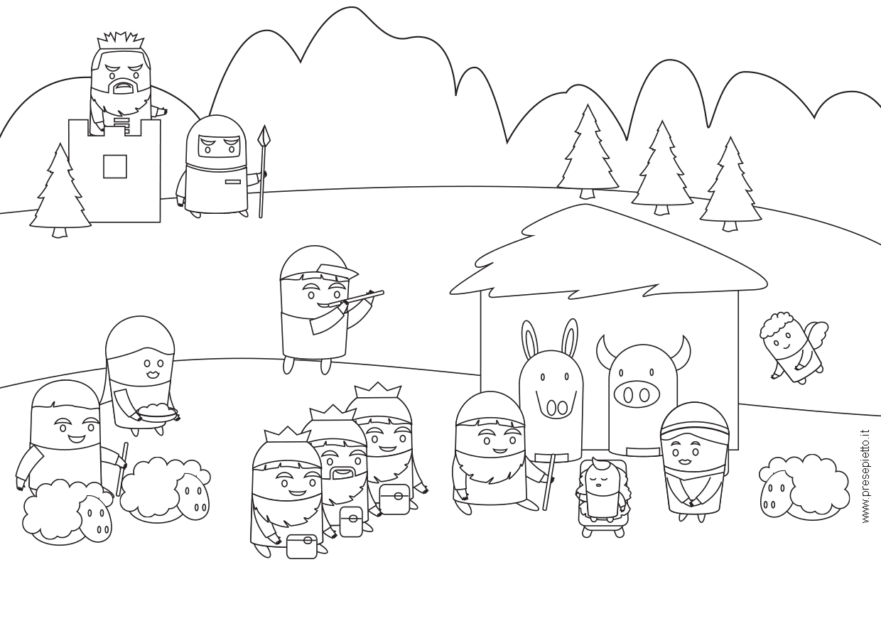 disegni di natale da colorare sul presepe