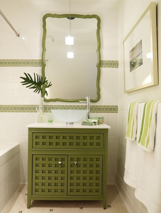 Suzie: Sarah Richardson! lovely green cottage bathroom design with green cabinet bathroom ...