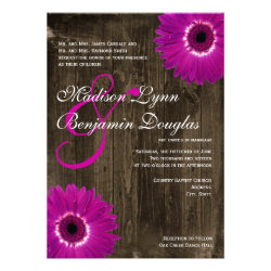 Rustic Barn Wood Purple Daisy Wedding Invitations