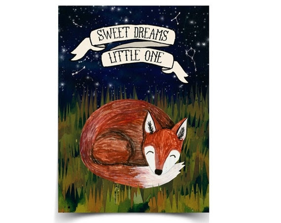 Sweet Dreams Fox - 8.5 x 11 Poster
