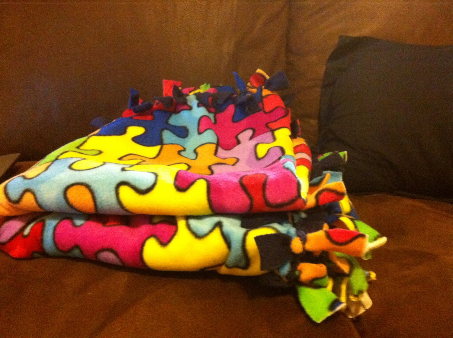 Items similar to No Sew Fleece Puzzle Piece Autism ...