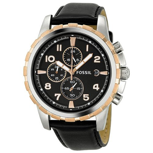 Fossil Men's FS4545 Black Leather Strap Black Analog Dial Chronograph Watch Fossil Men's FS4545 Black Leather Strap Black Analog Dial Chronograph Watch
