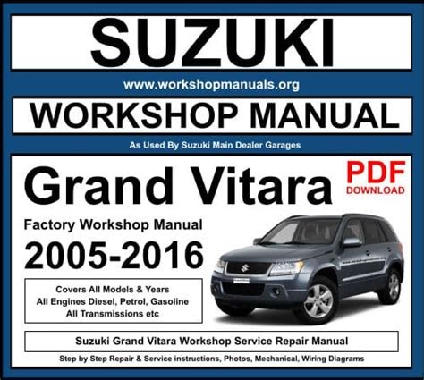 eBook 2005 Suzuki Grand Vitara Service Repair Workshop Manual