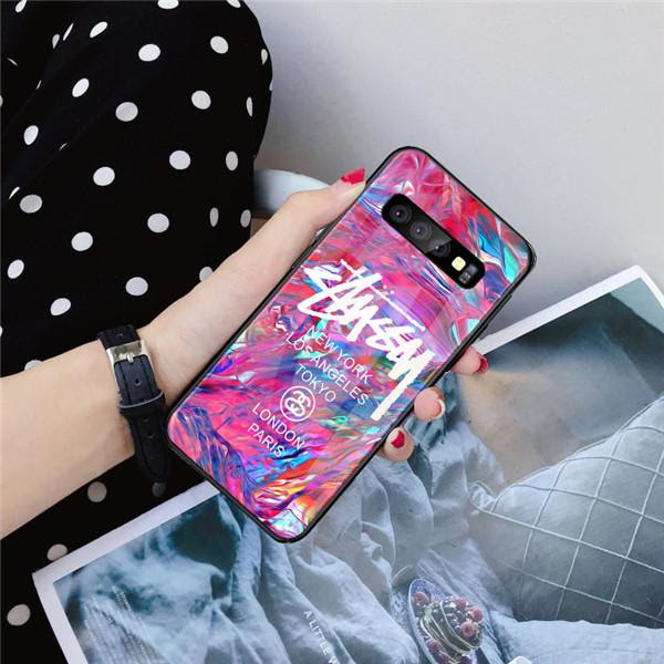 ステューシー Galaxy S10プラス S10ケース ガラス 若者愛用 シュプリーム Galaxys9 S10 ケース 大理石柄 オシャレ
