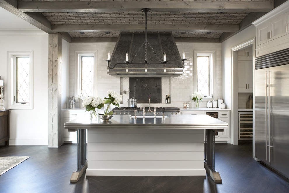 Sherwin Williams Intellectual Gray 704  Kitchen Transitional  with chandelier by 