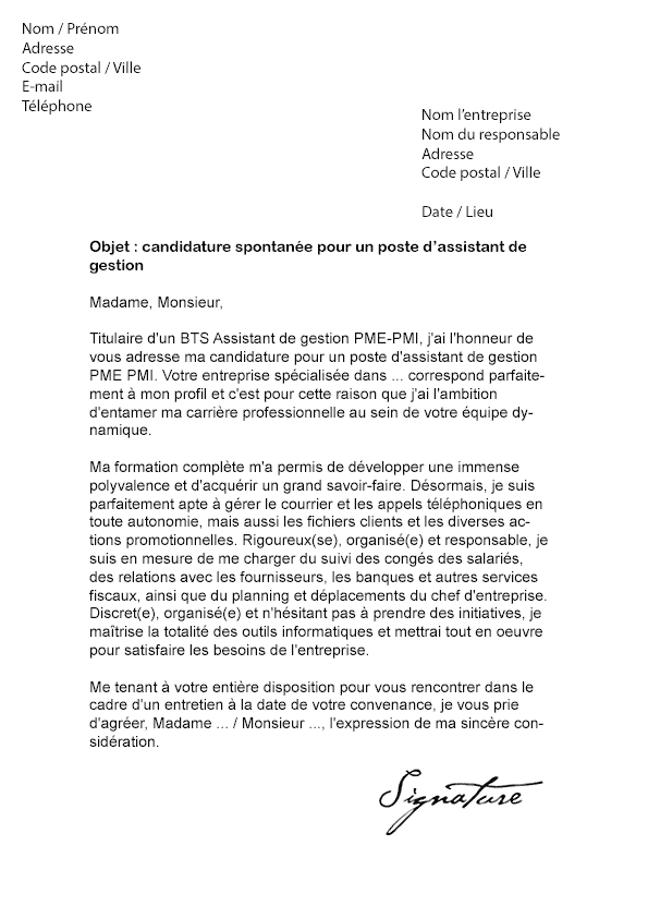 exemple lettre de motivation gestion administration