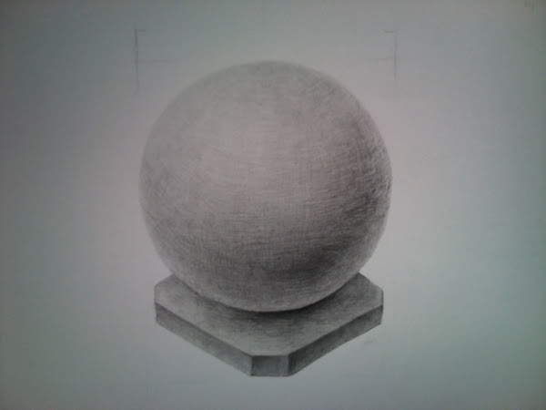 鉛筆画 石膏の球体 A Plaster Sphere Drawn By Pencil Crayons Et Papier 鉛筆と紙と