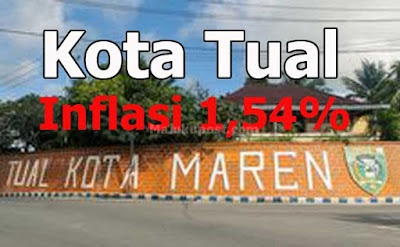 Ambon, Malukupost.com - Badan Pusat Statistik (BPS) Provinsi Maluku mencatat Kota Tual pada Desember 2017 mengalami inflasi sebesar 1,54 persen dengan indeks harga konsumen (IHK) 153,31. "Inflasi sebesar itu membuat Kota Tual menduduki ranking pertama dari 82 kota IHK di Indonesia," kata Kepala BPS Provinsi Maluku Dumangar Hutauruk, di Ambon, Rabu (3/1).