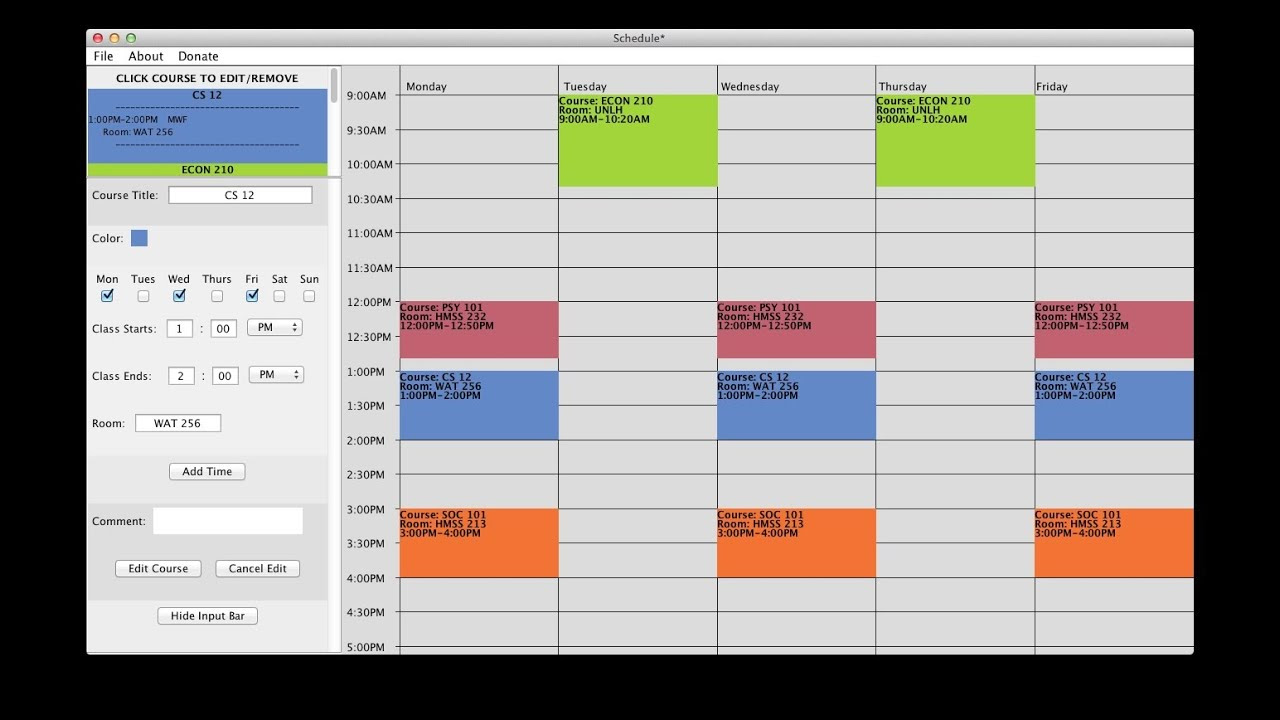 Free College Schedule Maker/Builder (Link in description) - YouTube