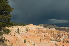 Lightning strikes near Bryce Amphitheater