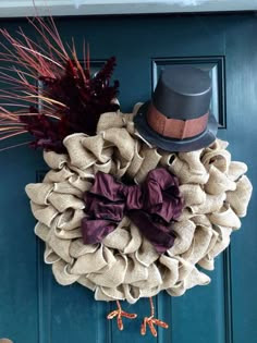 Burlap Turkey Thanksgiving Wreath