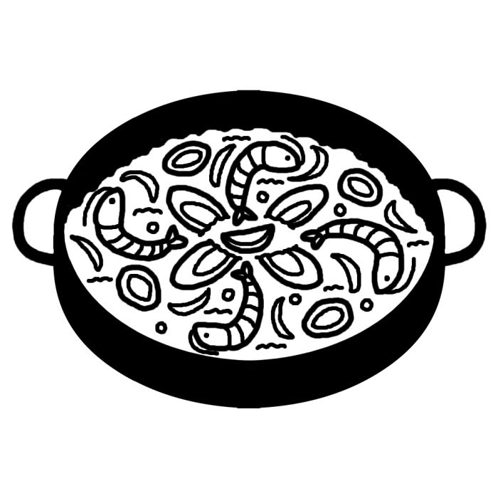 パエリア 白黒 料理21 食べ物 無料イラスト素材