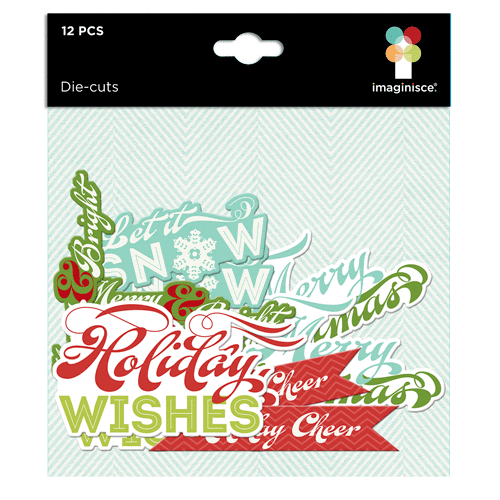 American Crafts - Imaginisce - Colors of Christmas Collection - Die Cut Cardstock Pieces - Phrases