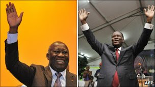 President Laurent Gbagbo (l) and Alassane Ouattara (r)