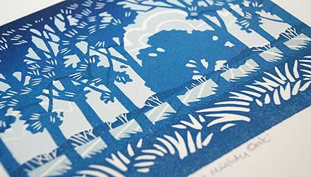 Traditional style lino print