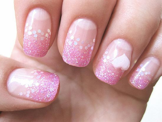 pink glitter gradient valentine's day nails - Favnails