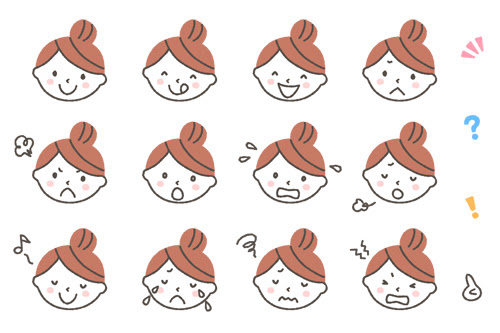主婦の表情アイコンイラスト12種 可愛い無料イラスト 人物素材 フリーラ