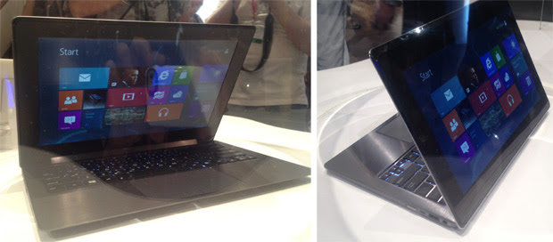 As duas telas do Asus Taichi em ação (Foto: Nick Ellis)