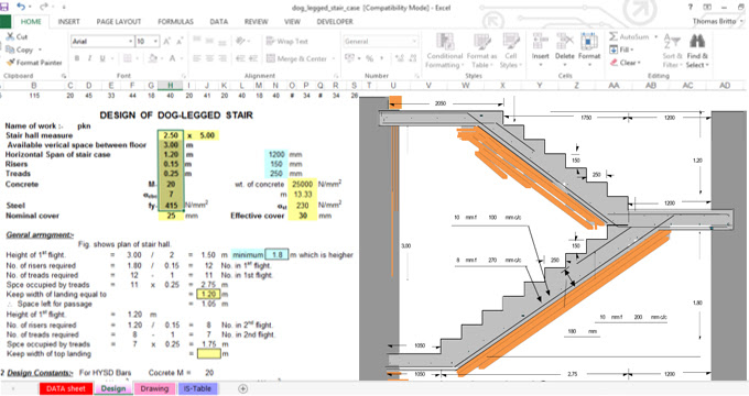 Download Staircase Sheet | RCC Dog-legged Staircase design