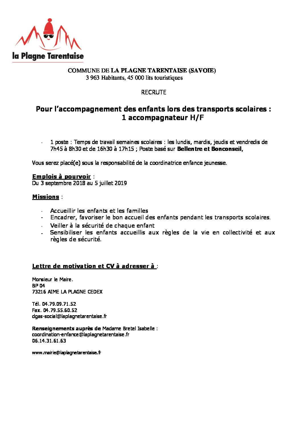 Lettre de motivation accompagnateur transport scolaire 