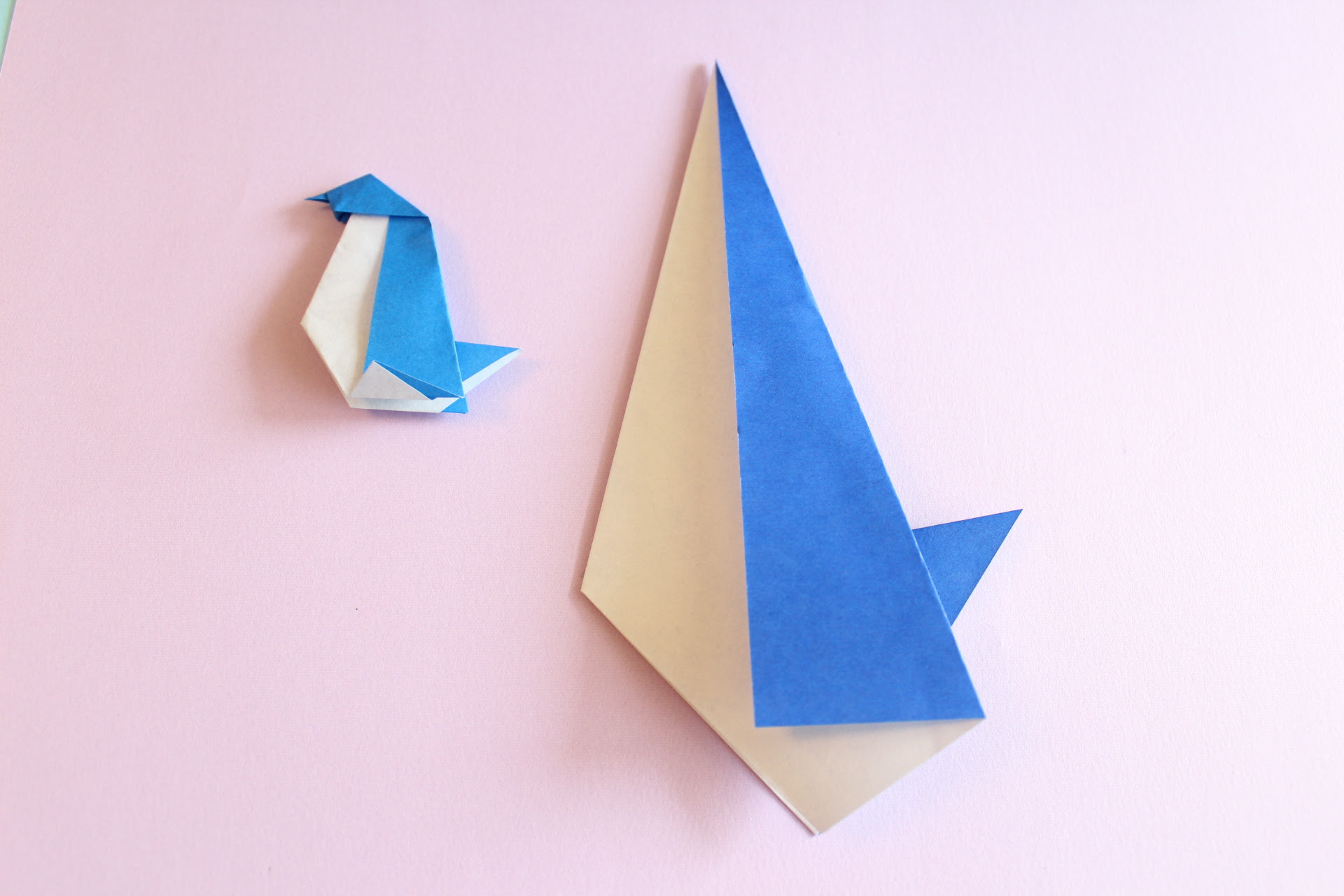 折り紙でペンギンの折り方 立体で自立するので並べるとかわいいっ