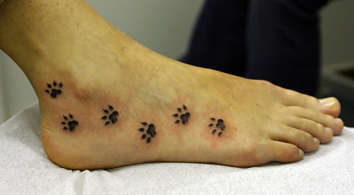  paw prints on foot tattoo 