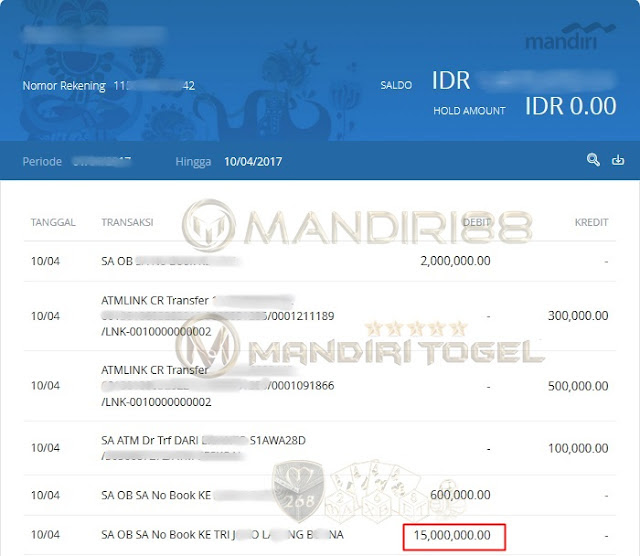  Slip Pembayaran JP 1 x 2 ( Home , Away , Draw ) SBOBET Mandiri88