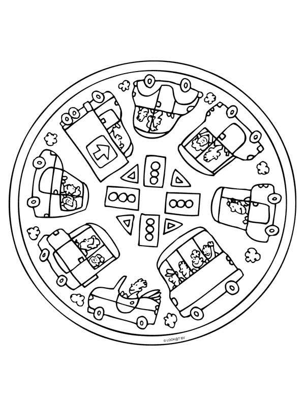 Kleurplaat Mandala Verkeer Kleurplatennl