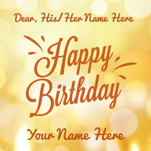 Happy Birthday Greeting Card In Bokeh Style With Name